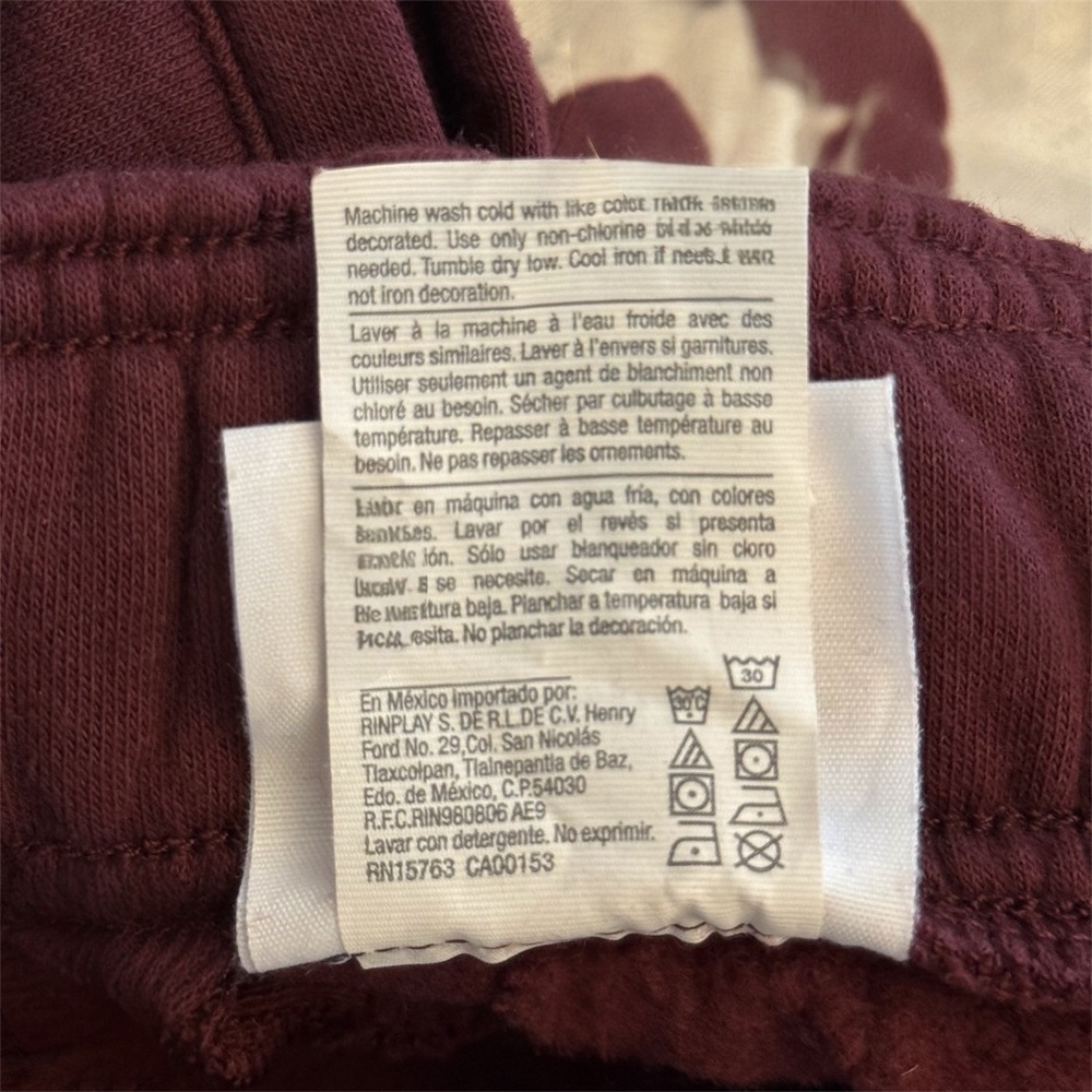 Champion Classic Fleece Sweatpants Medium Burgundy Wide Leg Joggers Gym Casual - Picture 4 of 15